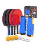 NIBIRU SPORT Ping Pong Paddles Set - Professional Table Tennis Rackets with Balls, Retractable Net, Posts, Storage Case - 4 Player Complete Set - Buy Online on SooperMarket.com