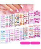 14 Sheets Gradient Nail Polish Stickers - Multicolor Flower Series | Self-Adhesive Design Decal Strips with Nail File | Manicure Decoration Kit for Women & Girls - Buy Online on SooperMarket.com