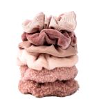 6PCS Large Velvet Scrunchies for Women - Ultra Soft and Textured Hair Ties in Neutral Pink - Hair Accessories for Girls and Women - Buy Online on SooperMarket.com