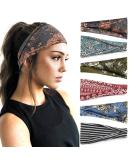 YONUF Boho Headbands For Women Fashion Wide Headband Yoga Workout Head Bands Hair Accessories Band 6 Pack Flower3 - Buy Online on SooperMarket.com