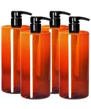 Youngever 4-Set 1L Pump Dispenser for Shampoo & Lotions - Reusable Amber Plastic Bottles for Kitchen & Bathroom - Buy Online on SooperMarket.com