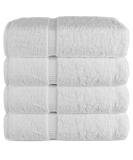 Chakir Turkish Linens 100% Cotton Premium Towels for Bathroom - 27'' x 54'' | 4-Piece Bath Towels Set in White - Buy Online on SooperMarket.com