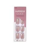 KISS imPRESS Color Press-On Nails  Nail Kit  PureFit Technology  Short Length   Paralyzed Pink   Polish-Free Solid Color Manicure  Includes Prep Pad  Mini Nail File  Cuticle Stick  and 30 Fake Nails - Buy Online on SooperMarket.com