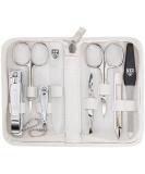 Premium 8-Piece Manicure Set 'Roma' Three Swords | Luxury Nail Care in White Real Leather Case - Buy Online on SooperMarket.com