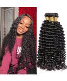 10A Brazilian Deep Wave Human Hair Bundles - 18 20 22 Inch | 100% Virgin Unprocessed Hair - Natural Black Wet and Wavy 3 Bundles - Buy Online on SooperMarket.com