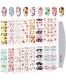 Kalolary Full Wraps Nail Polish Stickers 14 Sheets Flowers Nail Stickers Decals Nail Design Stickers Colorful Flower Print Self-Adhesive with Nail File for Fingernails Decor Manicure - Buy Online on SooperMarket.com
