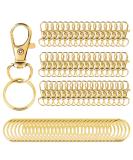 100PCS Gold Swivel Clasps Lanyard Snap Hooks with Key Rings, Key Chain Clip Hooks Lobster Claw Clasps for Keychains Jewelry DIY Crafts - Buy Online on SooperMarket.com