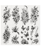 Large Black Flower & Butterfly Temporary Tattoos for Women - 10 Sheets - Buy Online on SooperMarket.com