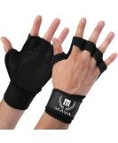 Mava Sports Ventilated Workout Gloves with Integrated Wrist Wraps and Full Palm Silicone Padding Extra Grip & No Calluses, for Weightlifting, Pull Ups, Cross Training, WODs Black Large - Buy Online on SooperMarket.com
