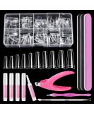 MORGLES 500pcs Clear Coffin Nail Tips Set - Professional Acrylic Nails Kit with Glues, Clipper, Files, and Cuticle Tools - Buy Online on SooperMarket.com