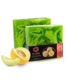 Panu soap melon - vegan shower soap for all skin types - natural soap as a fixed shower gel and solid shampoo - Premium soap bar - Natural shower chunk as a fixed shower gel melon 110 g (1 Pack) - Buy Online on SooperMarket.com