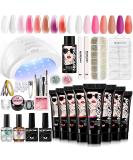 Morovan Poly Gel Starter Set - 8 Colors 48W UV/LED Lamp DIY Nail Kit for Home Use - Perfect Geln gel Poly Gel Extension Set for Women - Buy Online on SooperMarket.com