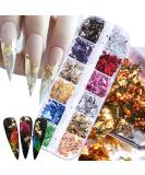 Holographic Nail Glitter Foils, 12 Colors Sparkly Ultra-Thin Aluminum Foil Nail Art Flakes Design, Laser Nail Sequins Acrylic Supplies for Women Girls Manicure Charms Decorations, DIY 3D Nail Art Tips - Buy Online on SooperMarket.com