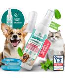 Powerpets - Dental spray + free finger toothbrush liver sausage taste dogs & cats - for 100% natural muzzle - end with dental panel |Tartar remover tooth cleaning spray - Buy Online on SooperMarket.com
