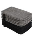 PHOGARY 10 Pack Microfiber Body Wash Mitts - Reusable Makeup Remover Gloves - European Style Bath Spa Cloth - Black and Grey (6.8 inch) - Buy Online on SooperMarket.com