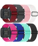 8 Pack Elastic Bands for Fitbit Versa 3 & Sense - Adjustable Nylon Sport Wristbands for Women and Men - B-Wine Red, Blue, Pink, Water Orchid, Fluorescent Plum + More - Buy Online on SooperMarket.com