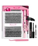  DIY eyelash extension kit individual eyelashes kit with 280 PCs cluster eyelash binding and seal eyelash applianter eyelash brush for beginners (30d+40d-9-16mix kit) 9-15 MIX 30D+40D-D kit (g) - Buy Online on SooperMarket.com