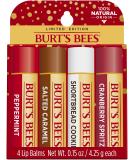 Burt's Bees Lip Balm Moisturizing Lip Care Festive Fix Set - Peppermint Salted Caramel Cranberry Spritz & Shortbread Cookie (4 Pack) Burt's Bees Festive Fix - Buy Online on SooperMarket.com