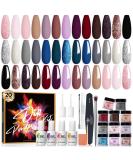 Modelones 32 Pcs Dip Powder Nail Kit Starter, 20 Colors Nude Pink Gray Acrylic Dipping Powder System Essential Liquid Set with Base&Top Coat Activator for French Nail Art Manicure DIY Salon Gift Set A-Fall Winter - Buy Online on SooperMarket.com