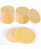 20 Natural Cellulose Facial Sponges for Cleansing and Exfoliating - Round Yellow Sponge Set - Buy Online on SooperMarket.com