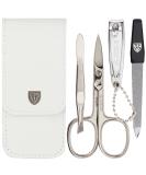 Three Swords Capri Nail Care Set - 4 Pcs High Quality Manicure & Pedicure Kit | White Synthetic Leather - Nail Scissors Clippers Tweezers Sapphire File - Buy Online on SooperMarket.com