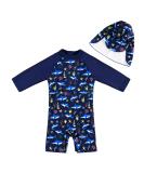 UPF 50+ Navy Shark Zipper Swimwear for Baby Boys/Girls | Toddler One Piece Swimsuit with Snap Bottom | Sun Protection | 2-3 Years - Buy Online on SooperMarket.com