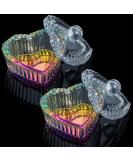 AORAEM 2PCS Nail Tips Art Dappen Dish with Lid - Glass Crystal Cup for Acrylic Liquid Powder - Professional and Home Use - Heart Shape - Buy Online on SooperMarket.com