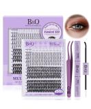 B & Q Eyelash Extensions Set | 30D + 40D DIY Spike Lash Kit - Bond & Seal & Tweezers Included | Multi-Style Mix (10-16 Mix) | Perfect for Professional or DIY Use - Buy Online on SooperMarket.com