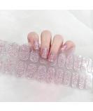 Semi Cured Gel Nail Wraps 22Pcs Pink Glitter Gel Nail Polish Strips Self-Adhesive Gel Nail Stickers Salon-Quality French Manicure Stickers with Soft Glossy Gel Finish Easy to Apply & Remove Sparkle Pink - Buy Online on SooperMarket.com