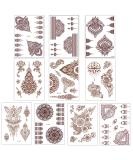 10 Pcs Henna Tattoo Kit Temporary Tattoo Adul Stickers Lace Pattern Fake Tattoos Henna Sticker for Women Girls DIY on Body Face Arms Legs Brown - Buy Online on SooperMarket.com