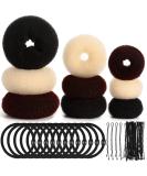 9 Pieces Donut Bun Maker Hair Bun Maker Bun Maker Bun Maker Ring Style with 12 Pieces Hair Bands and 32 Pieces Hair Pins (Black Brown Beige) - Buy Online on SooperMarket.com