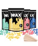 Leaflai Hard Wax Beads 4 X 100G Painless Wax Beans with 10 Applicators Wax Beads Hair Removal for Stripless Full Body Face Bikini Brazilian Hollywood - Buy Online on SooperMarket.com