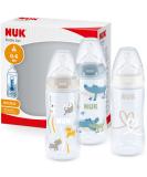 NUK First Choice+ Baby Bottles Set | 0-6 Months | Temperature Control | Anti Colic Vent | 300 ml | BPA-Free | Silicone Teat | 3 Count | Safari Animals (Blue) 3 Count (Pack of 1) Single - Buy Online on SooperMarket.com