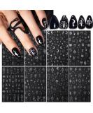 Stylish 3D Metallic Nail Art Stickers - Silver Moon Star & Snake Designs - Luxury Self-Adhesive Decals for DIY Manicure Decoration - Buy Online on SooperMarket.com