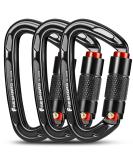 FresKaro UIAA Certified 25KN Auto Locking Climbing Carabiner Clips, Twist Lock, and Heavy Duty Carabiners for Rock Climbing, Rappelling, and Mountaineering, D Shaped 3.93 Inch, Large Size, Black 3PCS-25KNA - Buy Online on SooperMarket.com