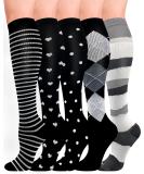 Buy Hipower Compression Stockings - 5 Pairs for Men & Women | Colorful Support Socks for Travel Sports & Nursing | Knee-Length Compression Socks (B-5 Pair L-XL) - Buy Online on SooperMarket.com