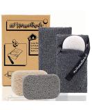 myHomeBody Soap Pocket Exfoliating Soap Saver Pouch | Body Scrubber Sponge, Exfoliator for Bath or Shower | for Large Bar Soap or Leftover Bits | Graphite Gray, 2 Pack + 2 Soap Lifting Pads - Buy Online on SooperMarket.com