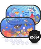 iZoeL Car Sun Shade for Kids 2pcs | Self-adhesive Side Window & Rear Sunshades Universal with 8 Suction Cups | Sun Glare and UV Rays Protection | Blue Ocean Design - Buy Online on SooperMarket.com