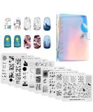 Alexnailart 10 Pieces Nail Stamping Plates Set with Multi-Patterns for Nail Design - Manicure Stencils Tool with Storage Bag (Set5) - Buy Online on SooperMarket.com