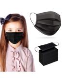  Pack Of 100 kids Disposable Face Masks Boys and Girls 3-Ply Masks | Facial Cover with Elastic Earloops For Childcare School (Black) 100 Black Masks - Buy Online on SooperMarket.com
