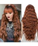 YEESHEDO Long Brown Wig with Bangs - Natural Wave Synthetic Wavy Curly Wig 28 Heat Resistant Fiber - Honey Brown Women's Wig - Buy Online on SooperMarket.com