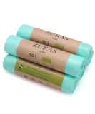 Zuras 60L Organic Waste Bags - 75 Compostable & Biodegradable Garbage Bags | Tear-Resistant Waterproof DIN EN 13432 Certified - Buy Online on SooperMarket.com