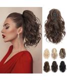 REECHO 12 Short Curly Claw Clip Ponytail Extension - Natural Wavy Synthetic Hairpiece, Dark Chocolate Brown - Buy Online on SooperMarket.com