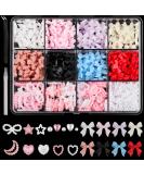 500pcs 3D Nail Charms Assorted Color Multi Shapes Mix Bow Nail Charms Cute Pearl Heart Star Moon Bowknot Rhinestones Gems Nail Decorations with Pickup Tool for Women Girls Nail DIY Accessories - Buy Online on SooperMarket.com