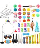 QUOZUO 50 Pcs Cat Toy Kitten Toys set Interactive cat Toy with Suction Cup Wand Hanging Door Flying cat Toys for Indoor Cats Cat Spring Toy Cat Toy Mouse cat ball toy Cat Crinkle Balls - Buy Online on SooperMarket.com
