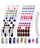 EBANKU 22 Sheets Full Wraps Nail Polish Stickers with Nail File Pure Color Shine Flower Self-Adhesive Nail Art Decals Strips Manicure Kits Nail Art Designs for Women Girls - Buy Online on SooperMarket.com