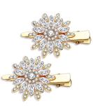 Large Sparkle Rhinestone Flower Hair Clip - Non-Slip Gold Hairpin for Women and Girls - Buy Online on SooperMarket.com