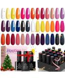Beetles 20 Pcs Sunset Soiree Gel Nail Polish Set | Fall Winter Gel Polish Kit | Glitter Black Orange-Red Purple Dark Blue Shades | Halloween Nail Art | Top Coat & Base Gel | Gifts for Women - Buy Online on SooperMarket.com