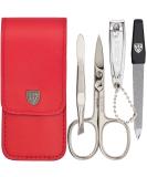 Three Swords Capri Nail Care Set | 4-Pcs Manicure & Pedicure Kit | High-Quality Synthetic Leather Red | Nail Scissors Clippers Tweezers Sapphire Nail File - Buy Online on SooperMarket.com