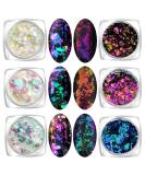 Iridescent Chameleon Nail Flakes Set - 6 Jars of Glittery Nail Art - Buy Online on SooperMarket.com